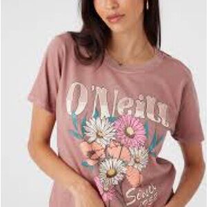 O'Neill Women's Graphic Tee - Mauve with Floral Design